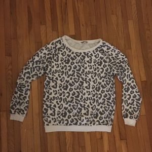 Cheetah print crew neck sweatshirt